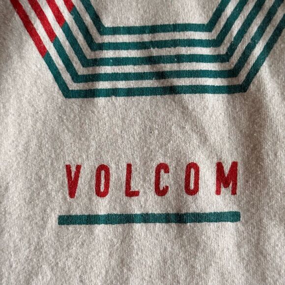 Volcom Geometric Graphic Tee | Size S | Cream Red Teal | Skate Surf Streetwear - Picture 3 of 8